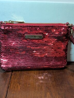 Michael Kors Glam Luxe Red Sequin Wristlet Clutch